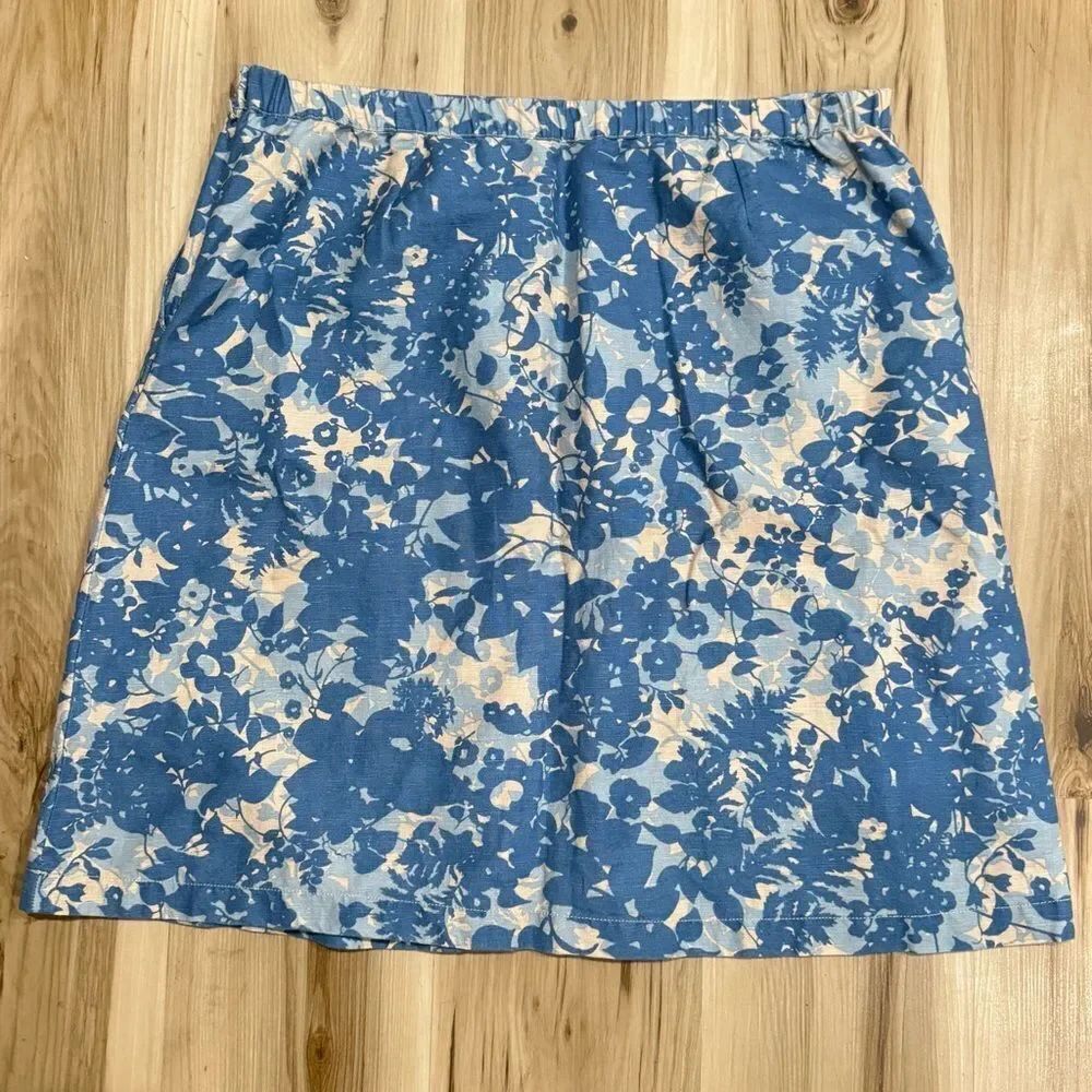 L.L. Bean Linen Cotton Blend Floral Skirt Women’s Large
